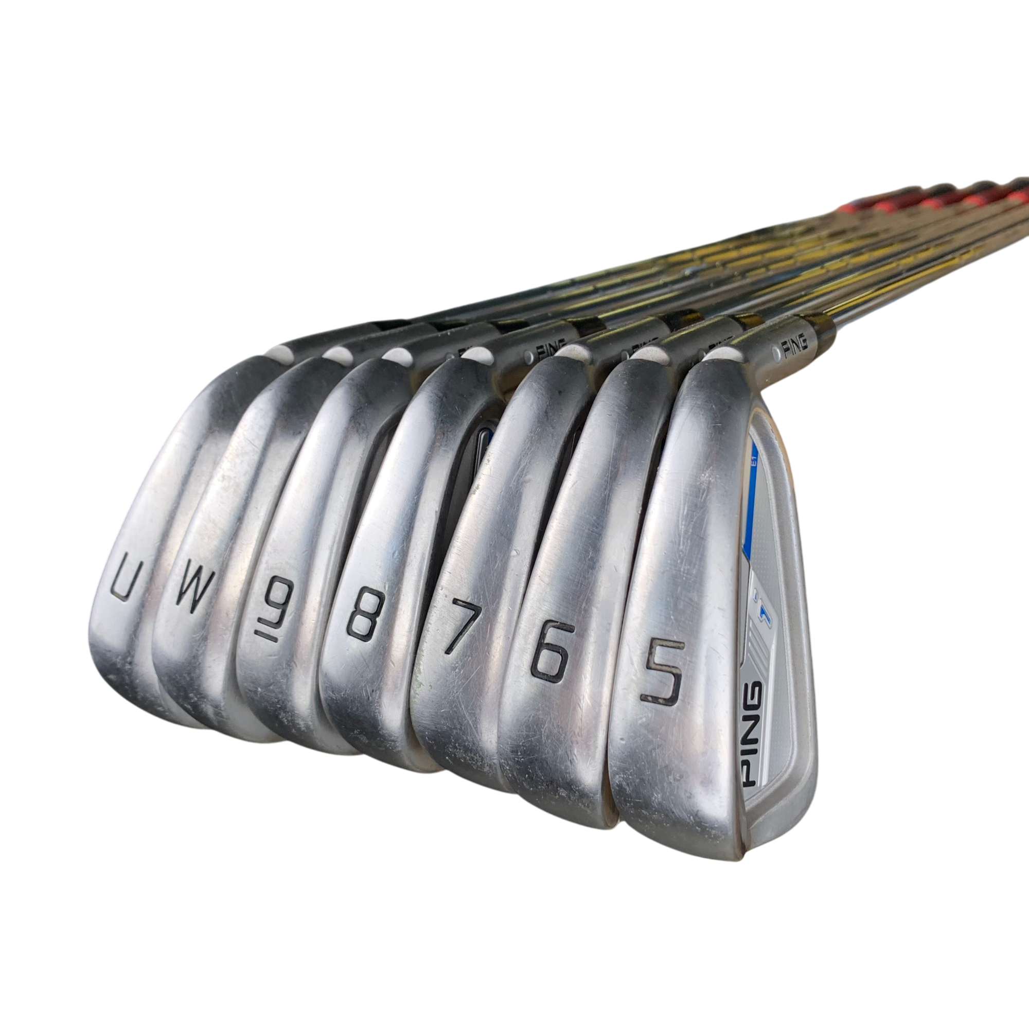 PING i Series E1 Jernsæt / Flex Stiff / 5-PW + GW / Stål galleri billede 2 - brugt golf udstyr i god stand